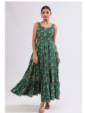 Green Long Kurta | Maxi Dress | Boho Dress | Anarkali